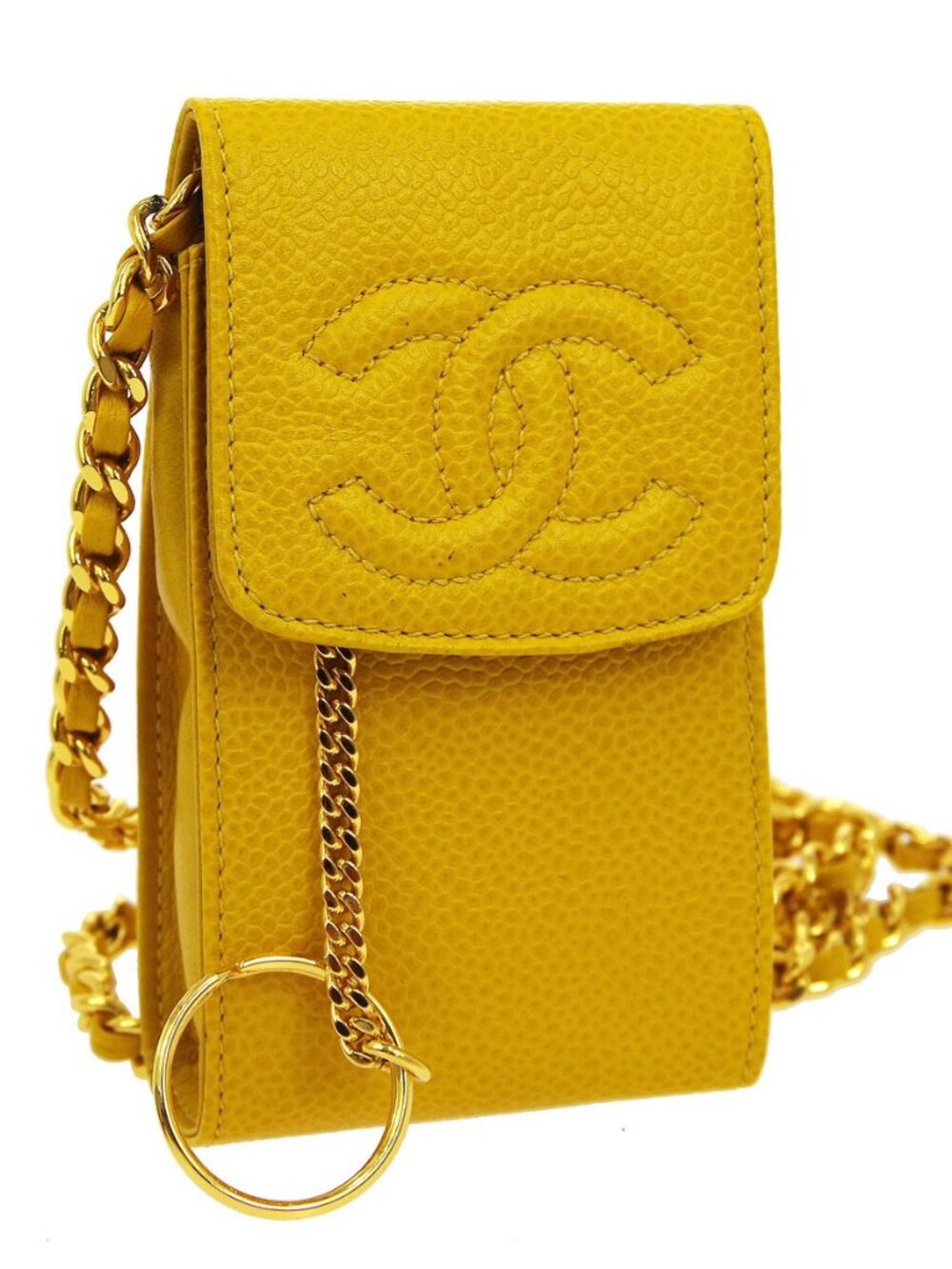 Chanel Yellow Calfskin Timeless Shoulder Bag Pochette 04376